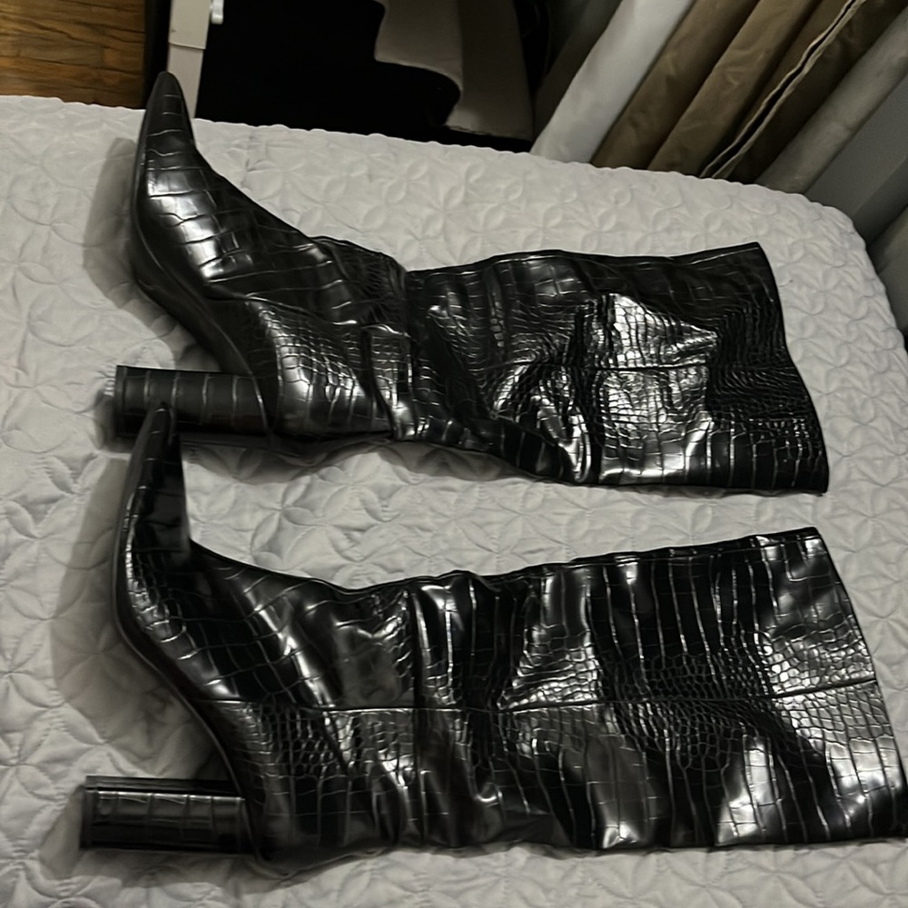 Call It Spring Alligator Pattern Knee High Boots - image 3